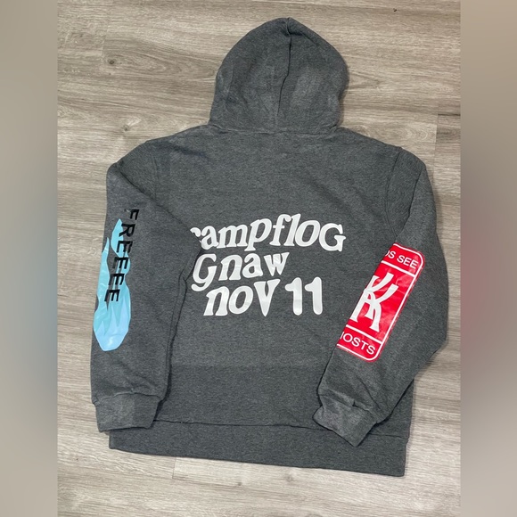 Unisex Trendy Gray Graffiti Letters Hoodie - Picture 3 of 5